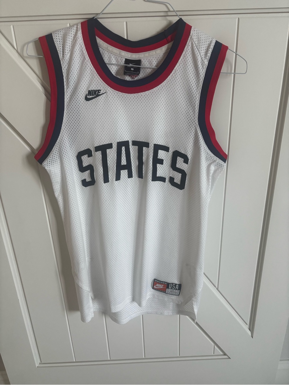 Nike White USA “STATES” Jersey with Navy & Red Trim